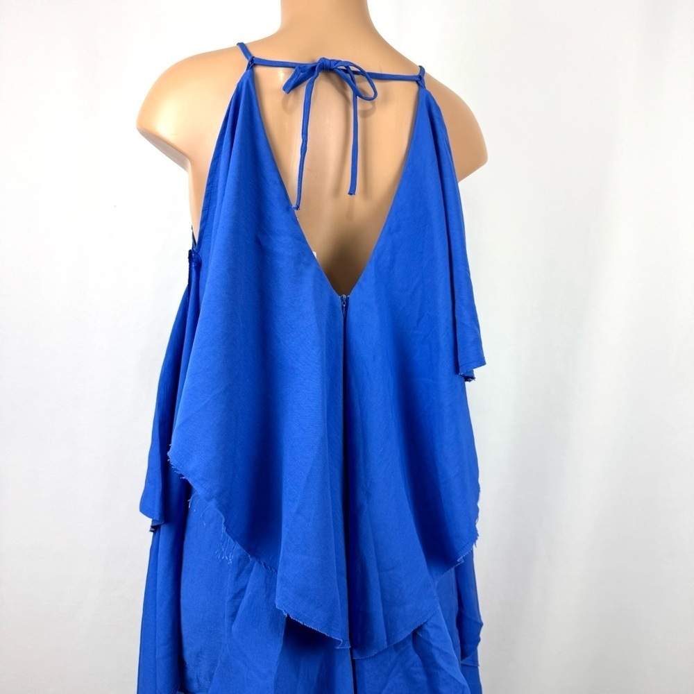 NWT Tisse Brazilian Sz L Royal Blue Mini Dress With Draped Ruffles Boho Grunge - Picture 11 of 16